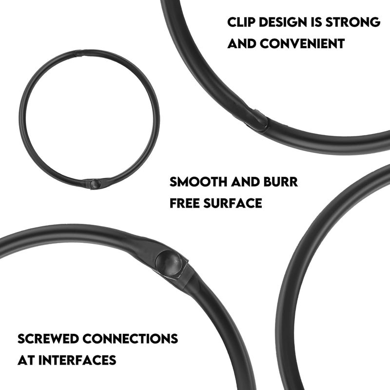 Mafegu 20Pcs Shower Curtain Hooks,Metal Round Shower Curtain Hooks Roman Rings Rustproof Decorative Shower Curtain Rings for Bathroom, Bathtub, Window, Balcony (20, Black) - Image 2